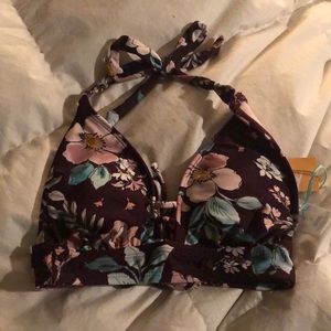 Purple floral bikini top